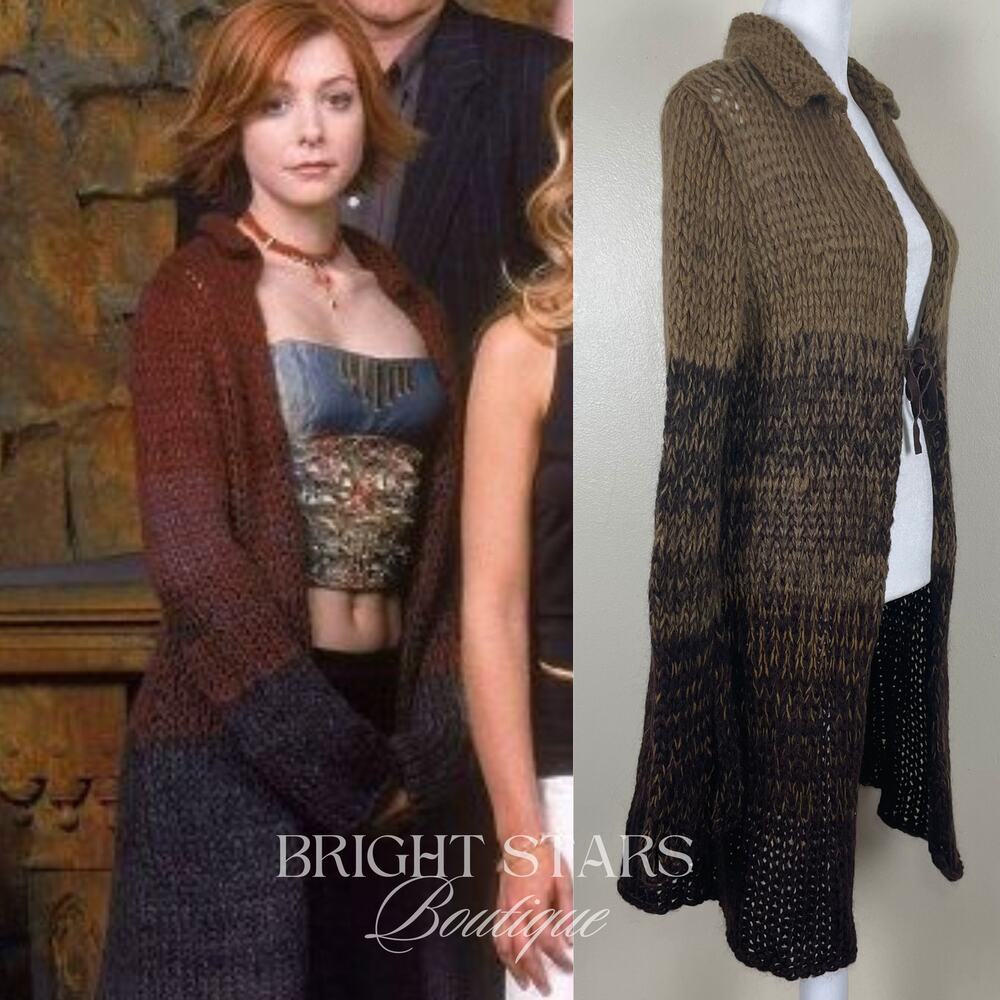 Rare Vintage Knit Ombre Knit Duster Cardigan ASO Mary-Kate Olsen ALT Willow - Picture 3 of 12